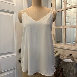 LOFT White Feminine‎ Girlcore Strapy Camisole Top Size Small